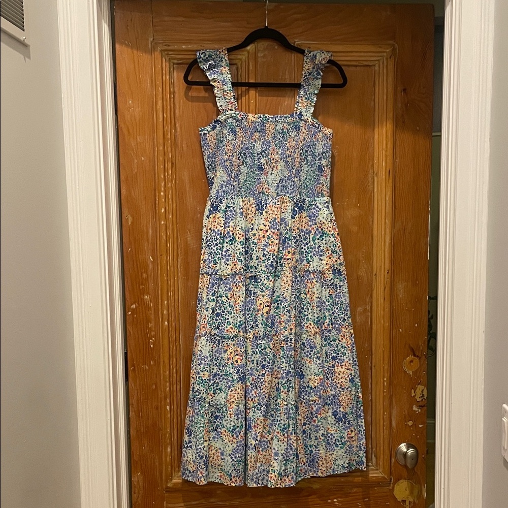 Floral Sleeveless Smocked Maxi Dress